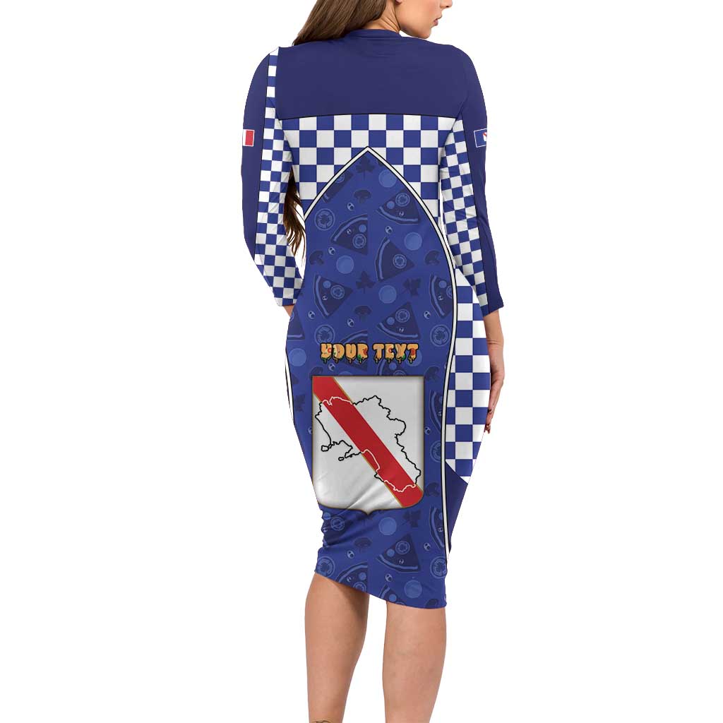 Personalized Italy Campania Long Sleeve Bodycon Dress Pizza Foodie Pride - Wonder Print Shop