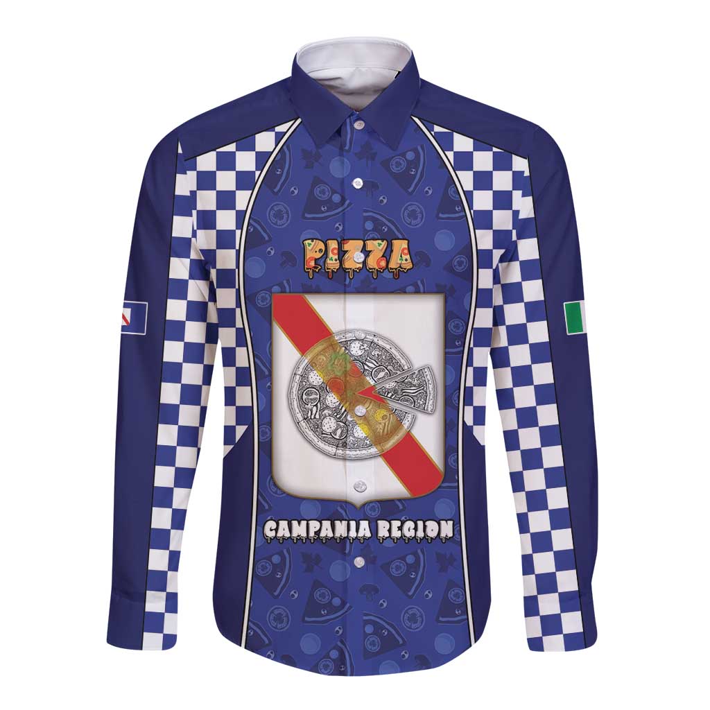 Personalized Italy Campania Long Sleeve Button Shirt Pizza Foodie Pride - Wonder Print Shop