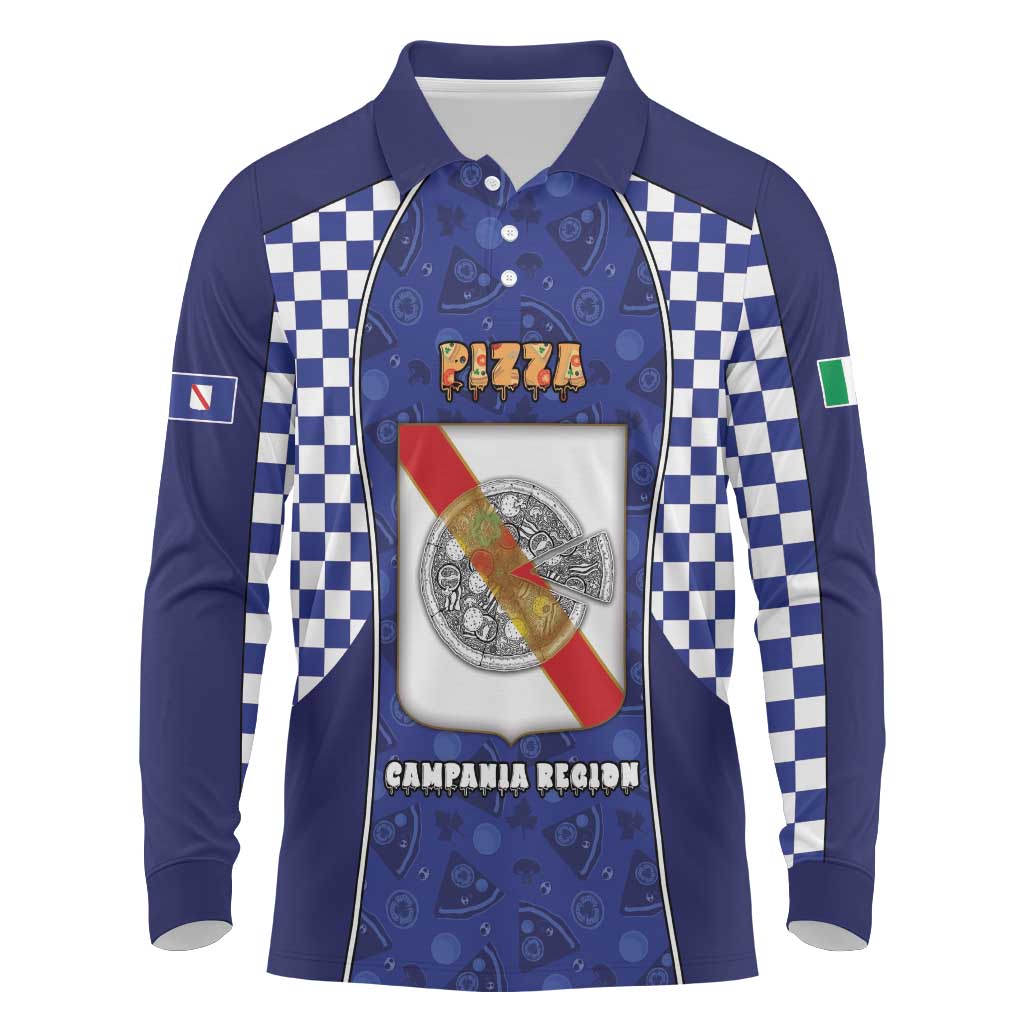 Personalized Italy Campania Long Sleeve Polo Shirt Pizza Foodie Pride - Wonder Print Shop