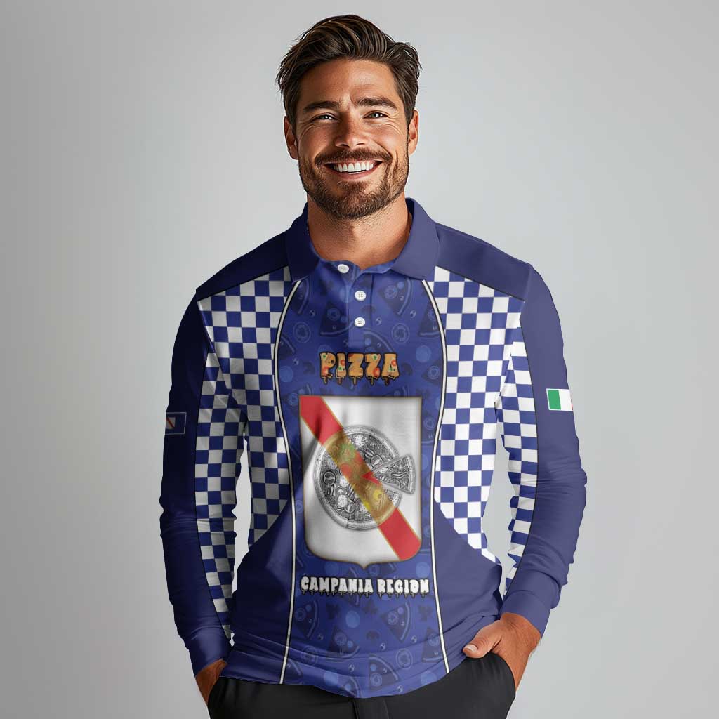 Personalized Italy Campania Long Sleeve Polo Shirt Pizza Foodie Pride - Wonder Print Shop