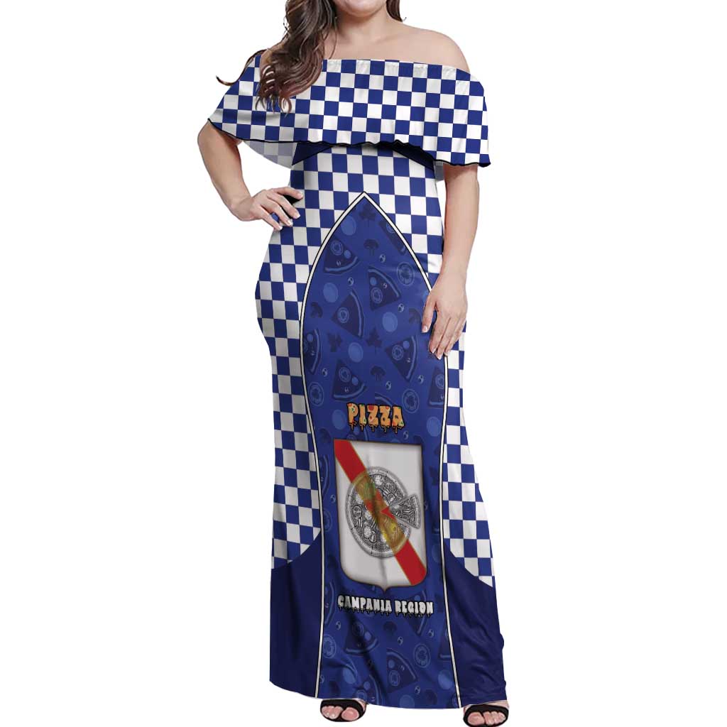 Personalized Italy Campania Off Shoulder Maxi Dress Pizza Foodie Pride - Wonder Print Shop