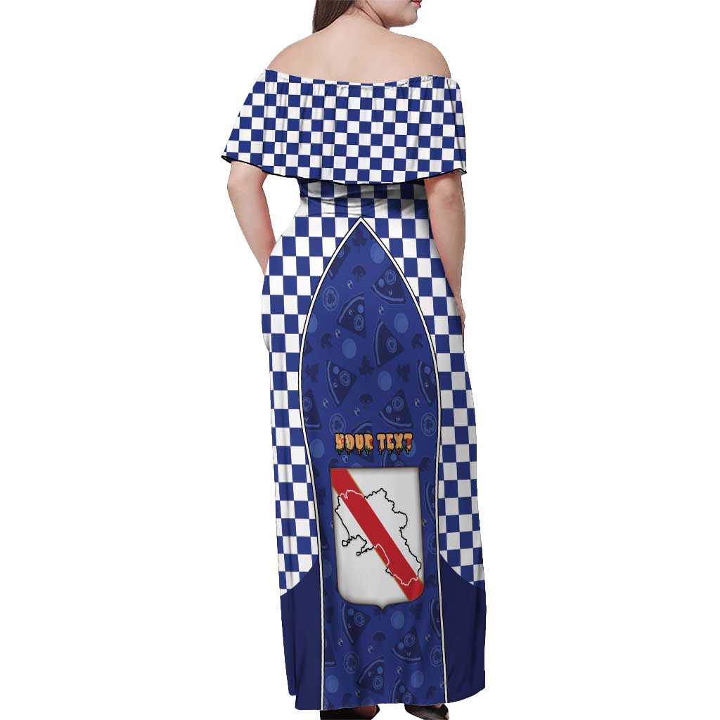 Personalized Italy Campania Off Shoulder Maxi Dress Pizza Foodie Pride - Wonder Print Shop