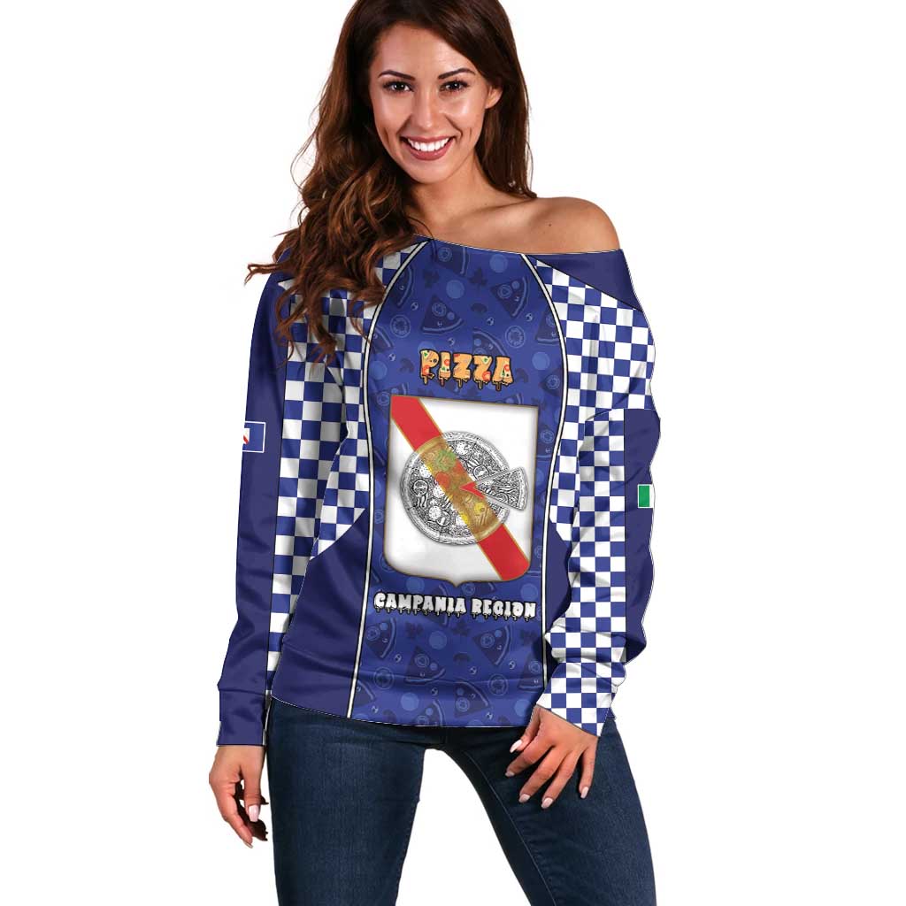 Personalized Italy Campania Off Shoulder Sweater Pizza Foodie Pride - Wonder Print Shop