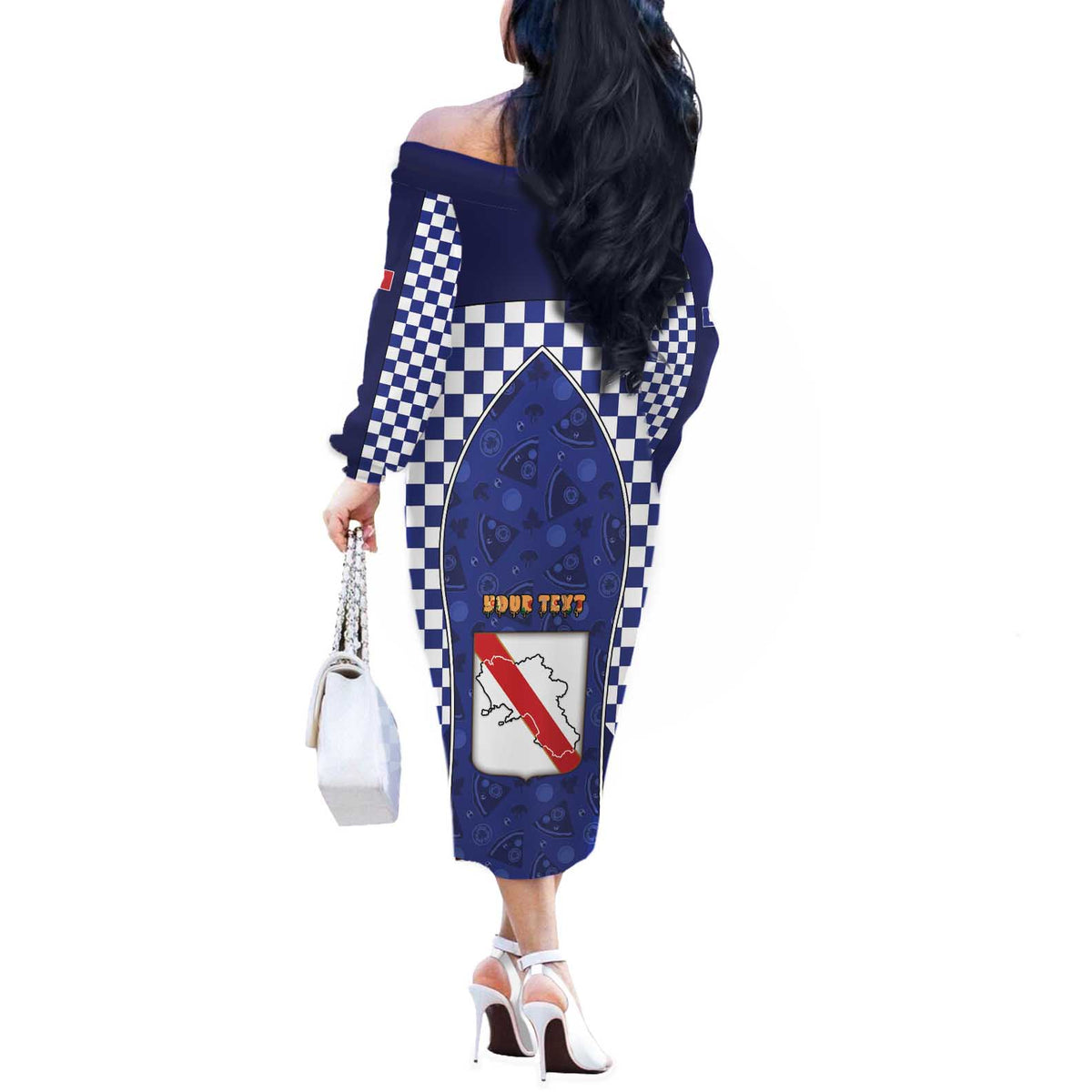 Personalized Italy Campania Off The Shoulder Long Sleeve Dress Pizza Foodie Pride - Wonder Print Shop