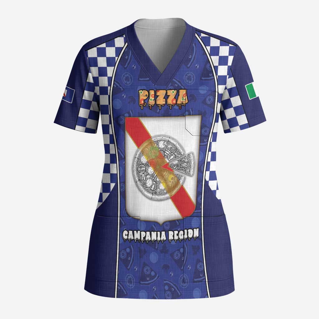 Personalized Italy Campania Scrub Top Pizza Foodie Pride - Wonder Print Shop