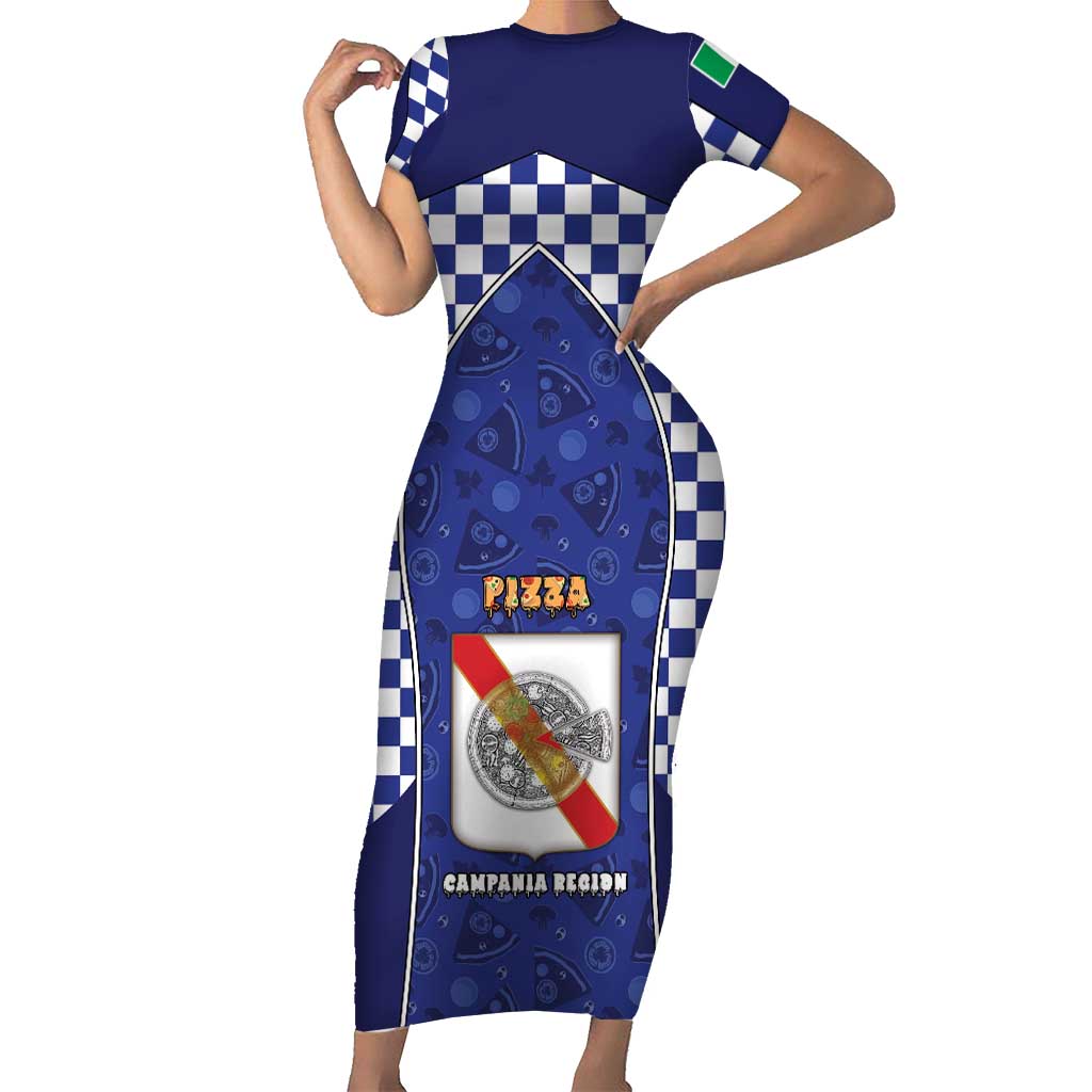 Personalized Italy Campania Short Sleeve Bodycon Dress Pizza Foodie Pride - Wonder Print Shop