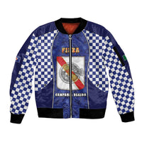 Personalized Italy Campania Sleeve Zip Bomber Jacket Pizza Foodie Pride - Wonder Print Shop