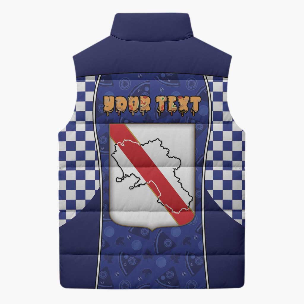 Personalized Italy Campania Sleeveless Puffer Jacket Pizza Foodie Pride - Wonder Print Shop