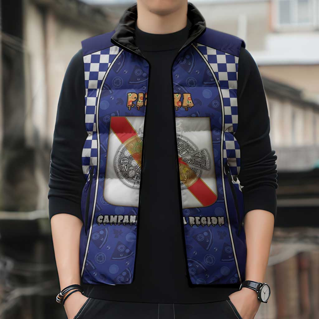 Personalized Italy Campania Sleeveless Puffer Jacket Pizza Foodie Pride - Wonder Print Shop
