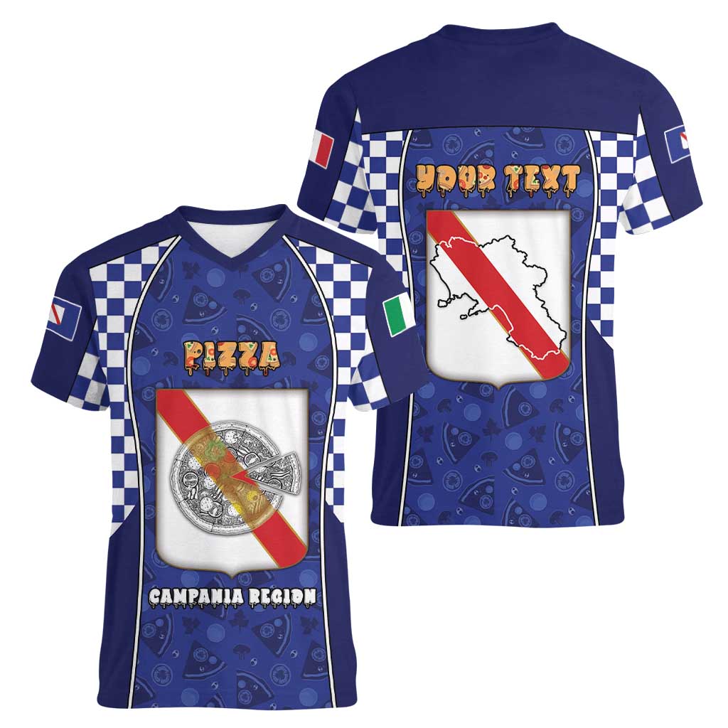 Personalized Italy Campania Women V-Neck T-Shirt Pizza Foodie Pride - Wonder Print Shop