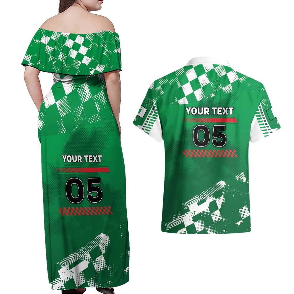 Custom Italy Emilia-Romagna Couples Matching Off Shoulder Maxi Dress and Hawaiian Shirt Italian Race Circuit - Wonder Print Shop