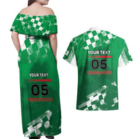 Custom Italy Emilia-Romagna Couples Matching Off Shoulder Maxi Dress and Hawaiian Shirt Italian Race Circuit - Wonder Print Shop