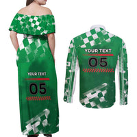 Custom Italy Emilia-Romagna Couples Matching Off Shoulder Maxi Dress and Long Sleeve Button Shirt Italian Race Circuit - Wonder Print Shop