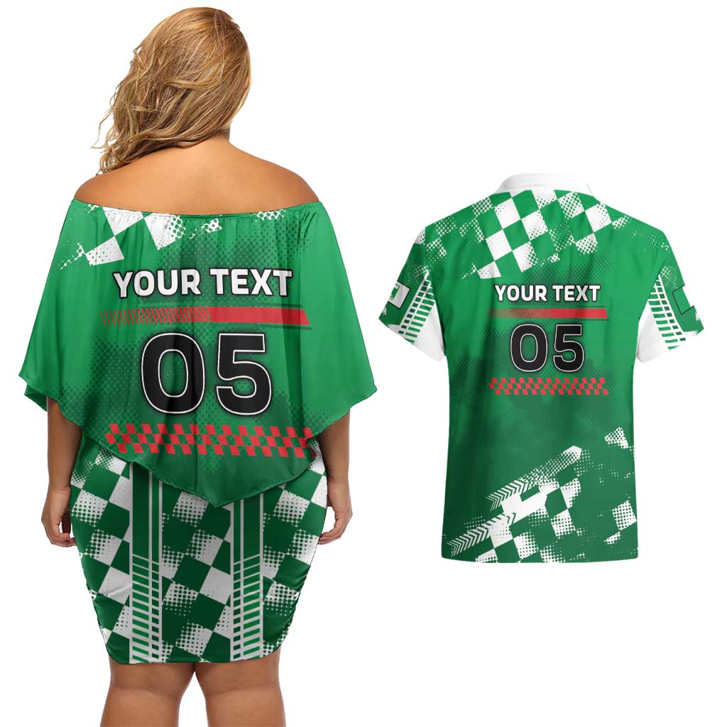 Custom Italy Emilia-Romagna Couples Matching Off Shoulder Short Dress and Hawaiian Shirt Italian Race Circuit - Wonder Print Shop