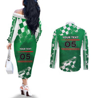 Custom Italy Emilia-Romagna Couples Matching Off The Shoulder Long Sleeve Dress and Long Sleeve Button Shirt Italian Race Circuit - Wonder Print Shop