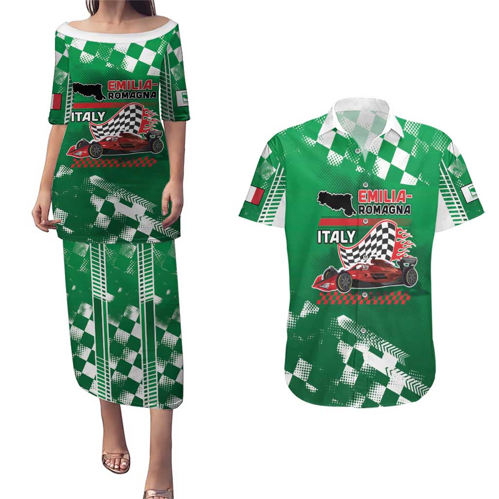 Custom Italy Emilia-Romagna Couples Matching Puletasi and Hawaiian Shirt Italian Race Circuit - Wonder Print Shop