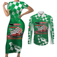 Custom Italy Emilia-Romagna Couples Matching Short Sleeve Bodycon Dress and Long Sleeve Button Shirt Italian Race Circuit - Wonder Print Shop