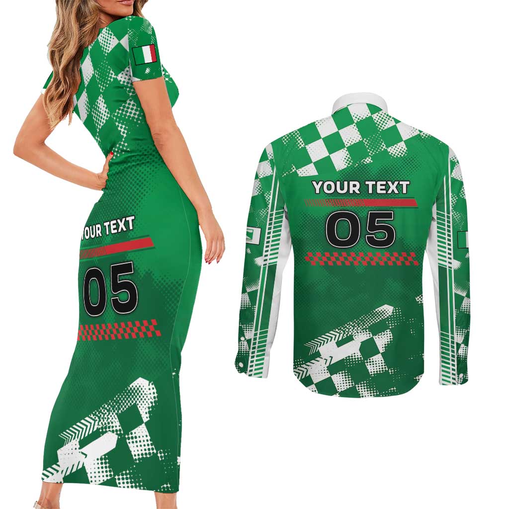 Custom Italy Emilia-Romagna Couples Matching Short Sleeve Bodycon Dress and Long Sleeve Button Shirt Italian Race Circuit - Wonder Print Shop