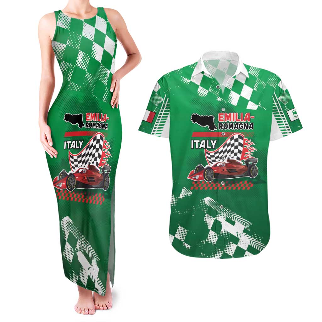 Custom Italy Emilia-Romagna Couples Matching Tank Maxi Dress and Hawaiian Shirt Italian Race Circuit - Wonder Print Shop