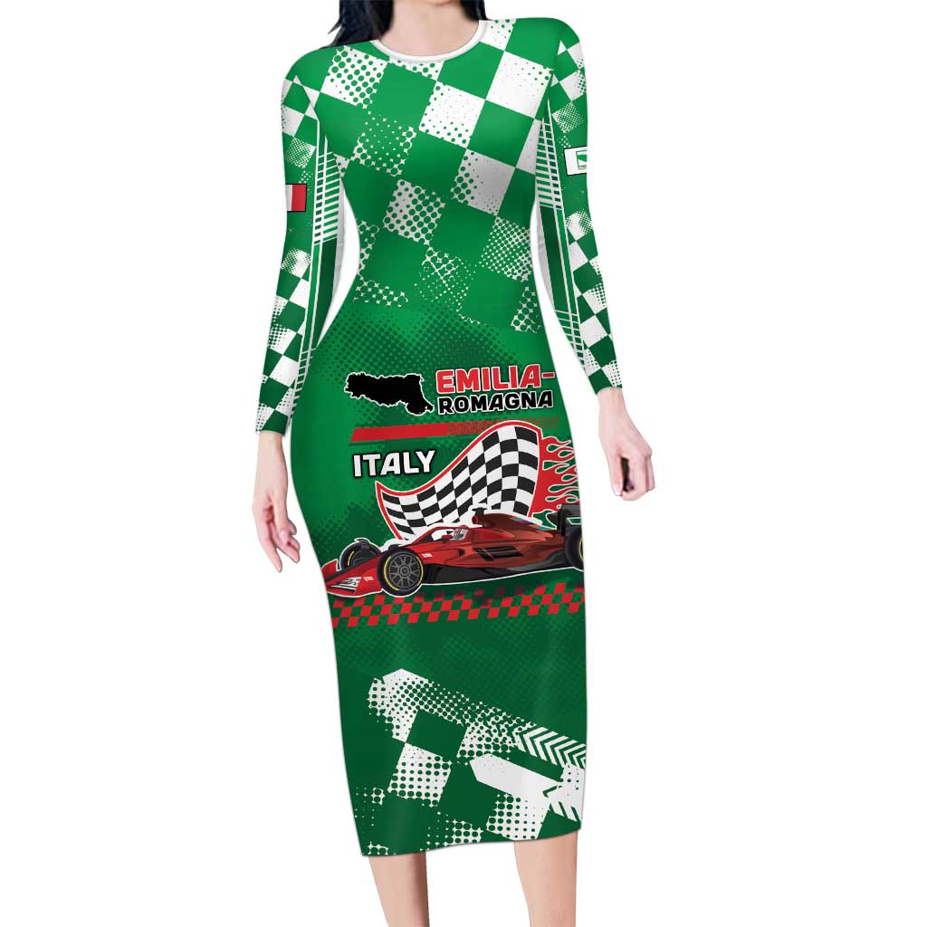 Custom Italy Emilia-Romagna Family Matching Long Sleeve Bodycon Dress and Hawaiian Shirt Italian Race Circuit - Wonder Print Shop