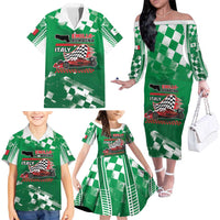 Custom Italy Emilia-Romagna Family Matching Off The Shoulder Long Sleeve Dress and Hawaiian Shirt Italian Race Circuit - Wonder Print Shop