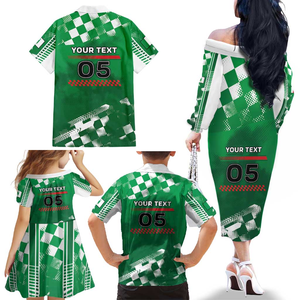 Custom Italy Emilia-Romagna Family Matching Off The Shoulder Long Sleeve Dress and Hawaiian Shirt Italian Race Circuit - Wonder Print Shop
