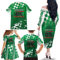Custom Italy Emilia-Romagna Family Matching Off The Shoulder Long Sleeve Dress and Hawaiian Shirt Italian Race Circuit - Wonder Print Shop