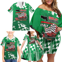 Custom Italy Emilia-Romagna Family Matching Off Shoulder Short Dress and Hawaiian Shirt Italian Race Circuit - Wonder Print Shop