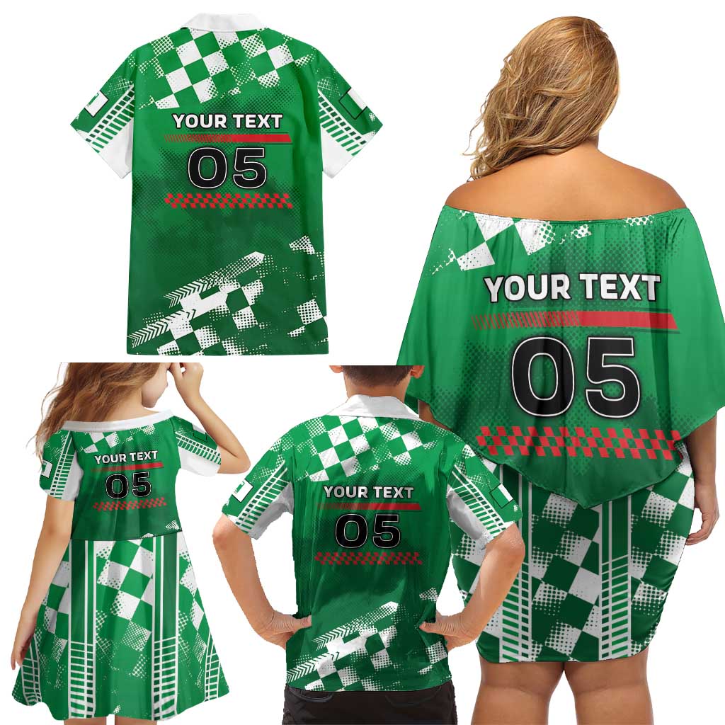 Custom Italy Emilia-Romagna Family Matching Off Shoulder Short Dress and Hawaiian Shirt Italian Race Circuit - Wonder Print Shop
