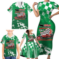 Custom Italy Emilia-Romagna Family Matching Short Sleeve Bodycon Dress and Hawaiian Shirt Italian Race Circuit - Wonder Print Shop