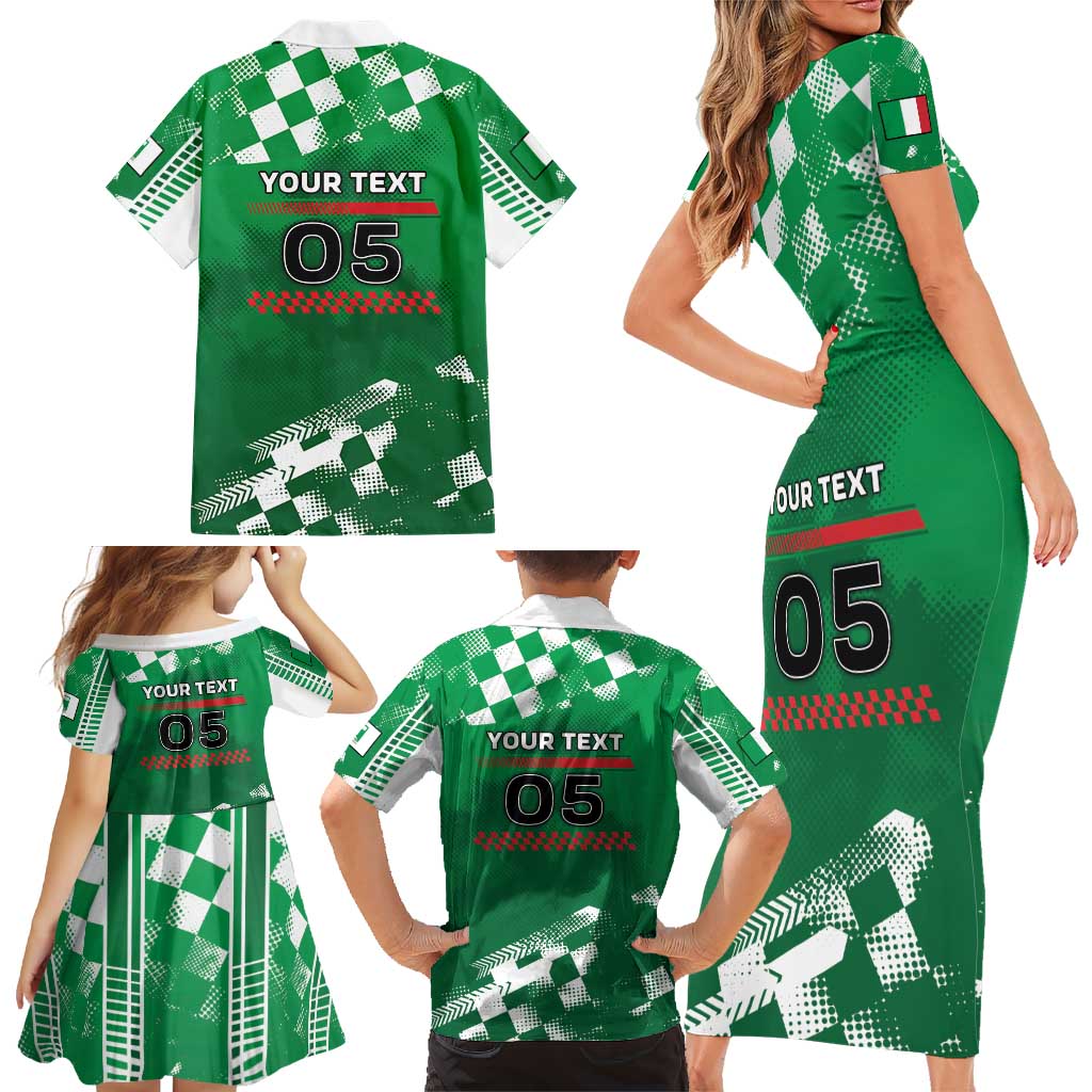 Custom Italy Emilia-Romagna Family Matching Short Sleeve Bodycon Dress and Hawaiian Shirt Italian Race Circuit - Wonder Print Shop