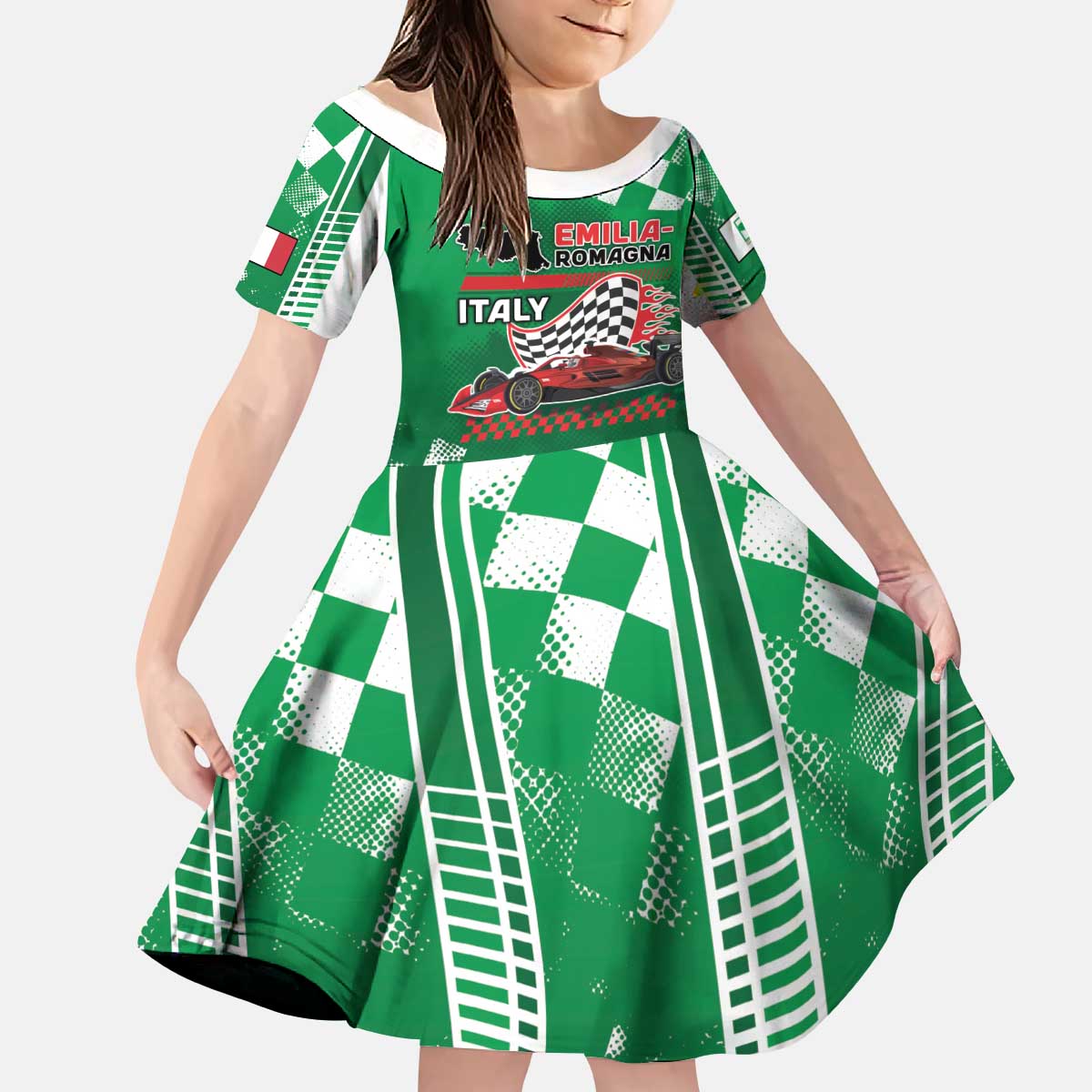 Custom Italy Emilia-Romagna Kid Short Sleeve Dress Italian Race Circuit - Wonder Print Shop