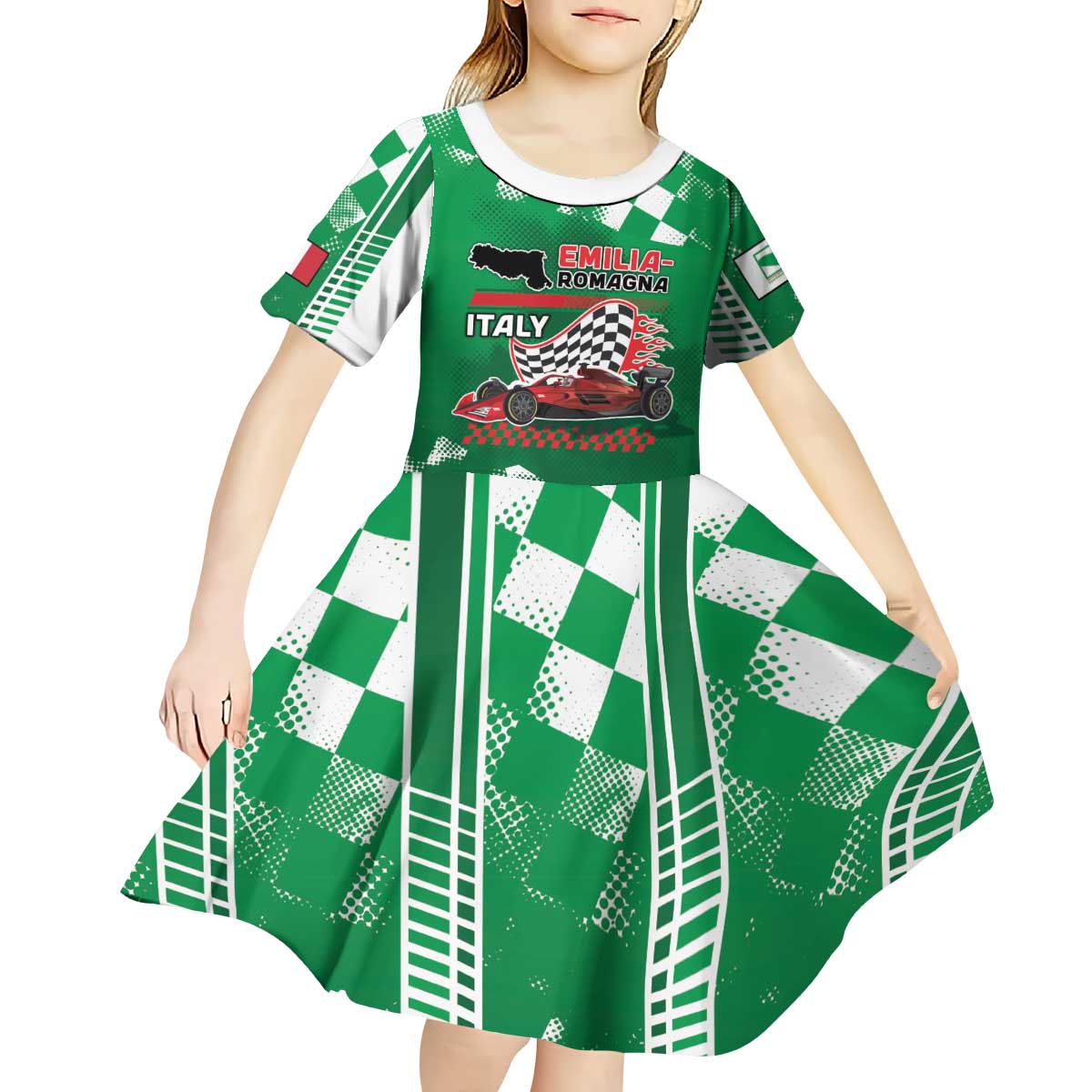 Custom Italy Emilia-Romagna Kid Short Sleeve Dress Italian Race Circuit - Wonder Print Shop
