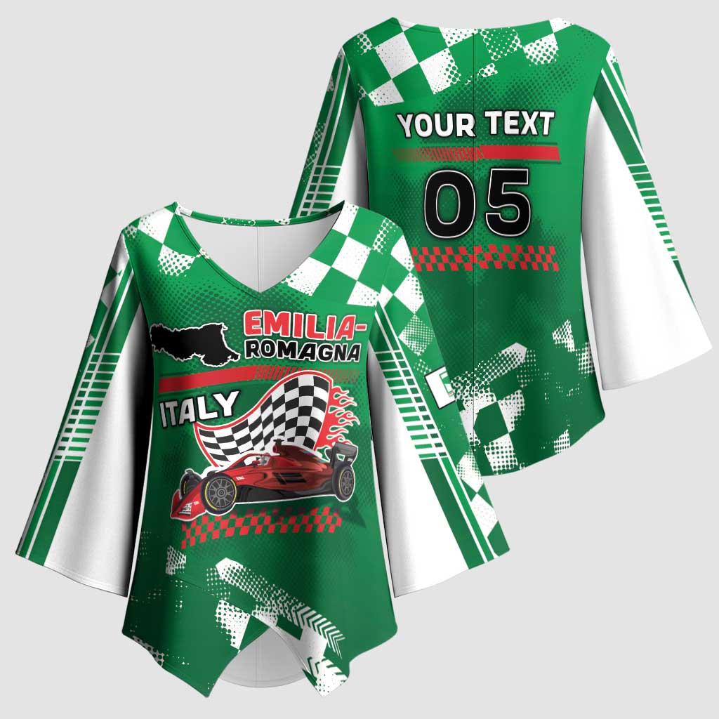Custom Italy Emilia-Romagna Kimono Sleeve Blouse Italian Race Circuit - Wonder Print Shop