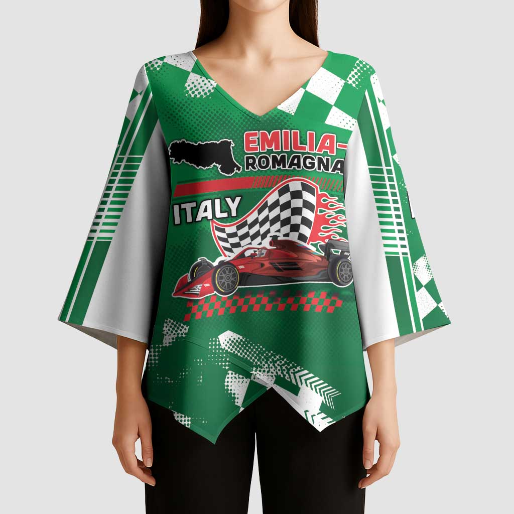 Custom Italy Emilia-Romagna Kimono Sleeve Blouse Italian Race Circuit - Wonder Print Shop
