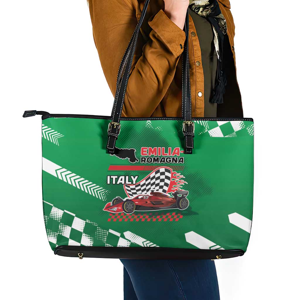 Italy Emilia-Romagna Leather Tote Bag Italian Race Circuit - Wonder Print Shop