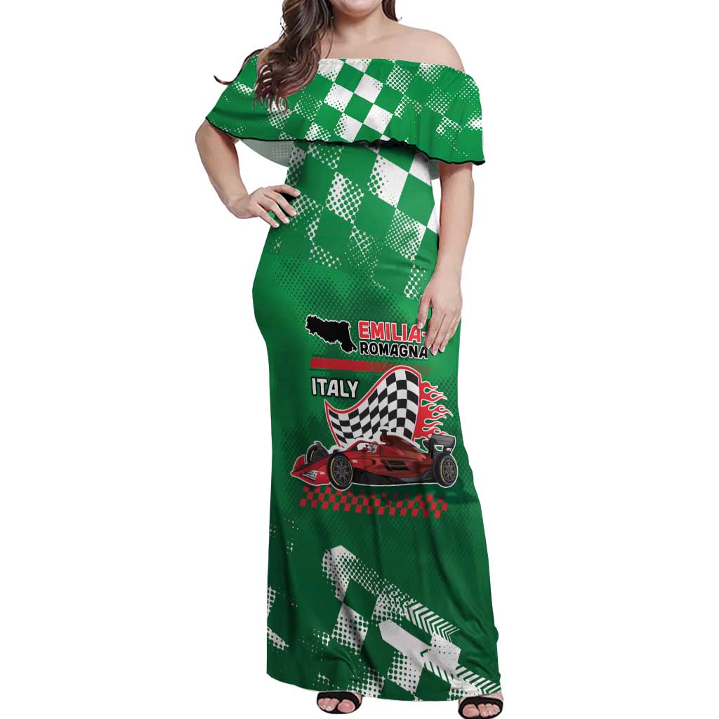 Custom Italy Emilia-Romagna Off Shoulder Maxi Dress Italian Race Circuit - Wonder Print Shop