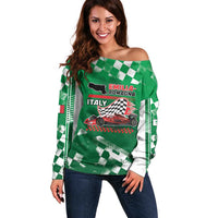 Custom Italy Emilia-Romagna Off Shoulder Sweater Italian Race Circuit - Wonder Print Shop