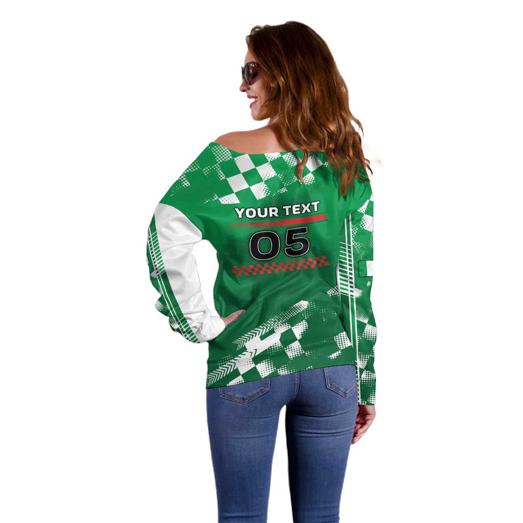 Custom Italy Emilia-Romagna Off Shoulder Sweater Italian Race Circuit - Wonder Print Shop
