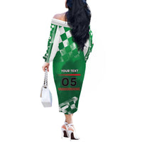 Custom Italy Emilia-Romagna Off The Shoulder Long Sleeve Dress Italian Race Circuit - Wonder Print Shop