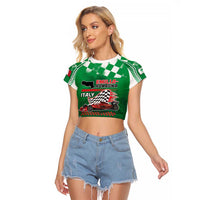 Custom Italy Emilia-Romagna Raglan Cropped T Shirt Italian Race Circuit - Wonder Print Shop