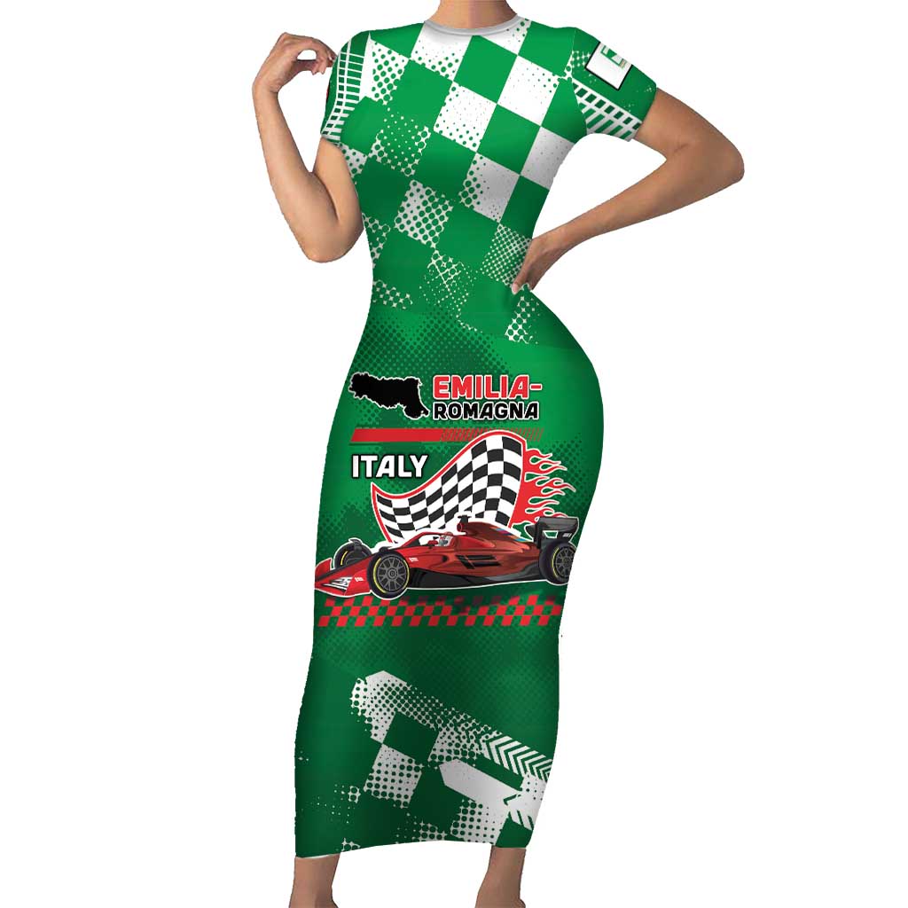 Custom Italy Emilia-Romagna Short Sleeve Bodycon Dress Italian Race Circuit - Wonder Print Shop
