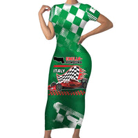 Custom Italy Emilia-Romagna Short Sleeve Bodycon Dress Italian Race Circuit - Wonder Print Shop