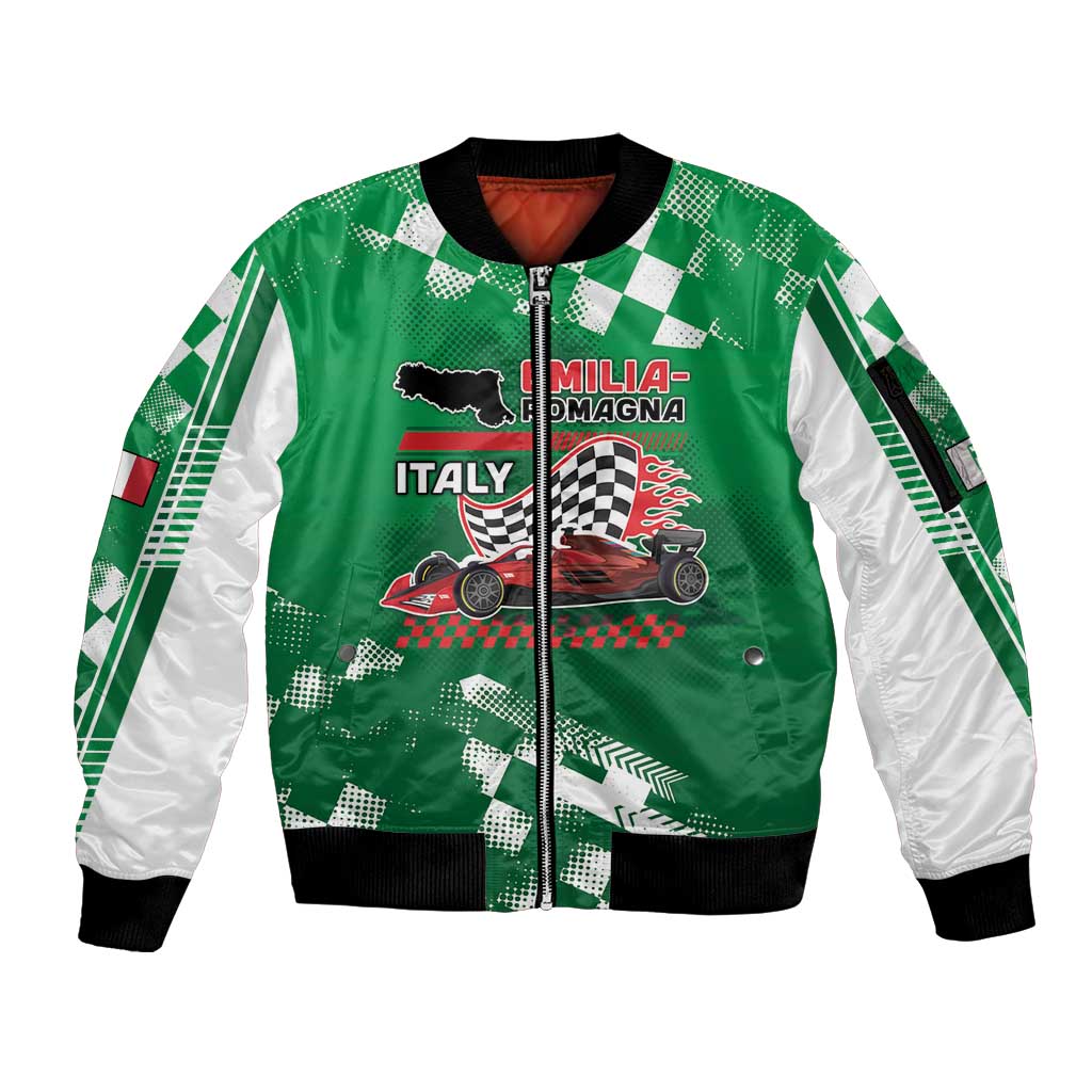 Custom Italy Emilia-Romagna Sleeve Zip Bomber Jacket Italian Race Circuit - Wonder Print Shop