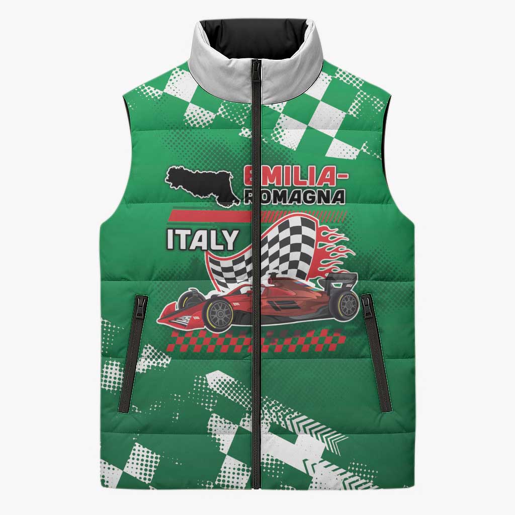 Custom Italy Emilia-Romagna Sleeveless Puffer Jacket Italian Race Circuit - Wonder Print Shop