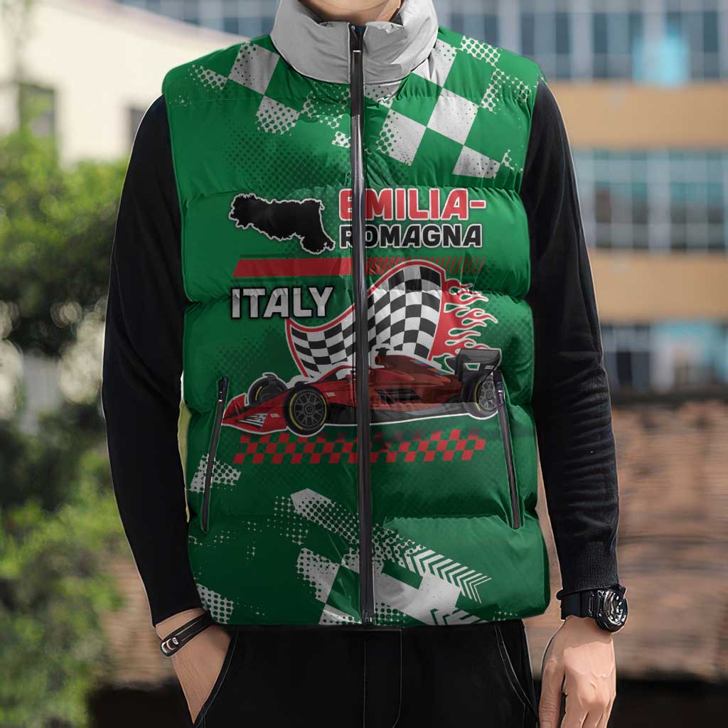 Custom Italy Emilia-Romagna Sleeveless Puffer Jacket Italian Race Circuit - Wonder Print Shop
