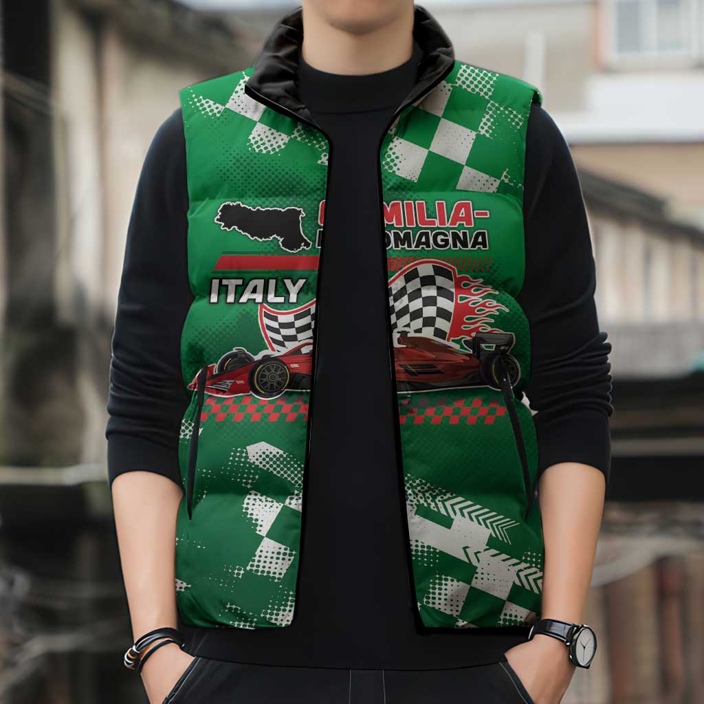 Custom Italy Emilia-Romagna Sleeveless Puffer Jacket Italian Race Circuit - Wonder Print Shop