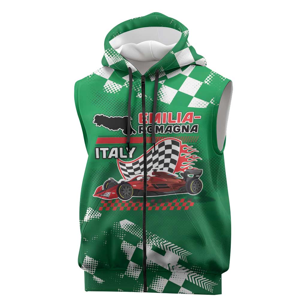 Custom Italy Emilia-Romagna Sleeveless Zip Hoodie Italian Race Circuit - Wonder Print Shop