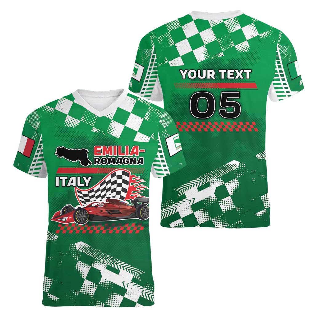 Custom Italy Emilia-Romagna Women V-Neck T-Shirt Italian Race Circuit - Wonder Print Shop