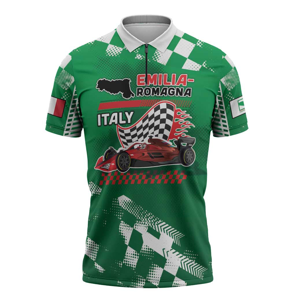 Custom Italy Emilia-Romagna Zipper Polo Shirt Italian Race Circuit - Wonder Print Shop